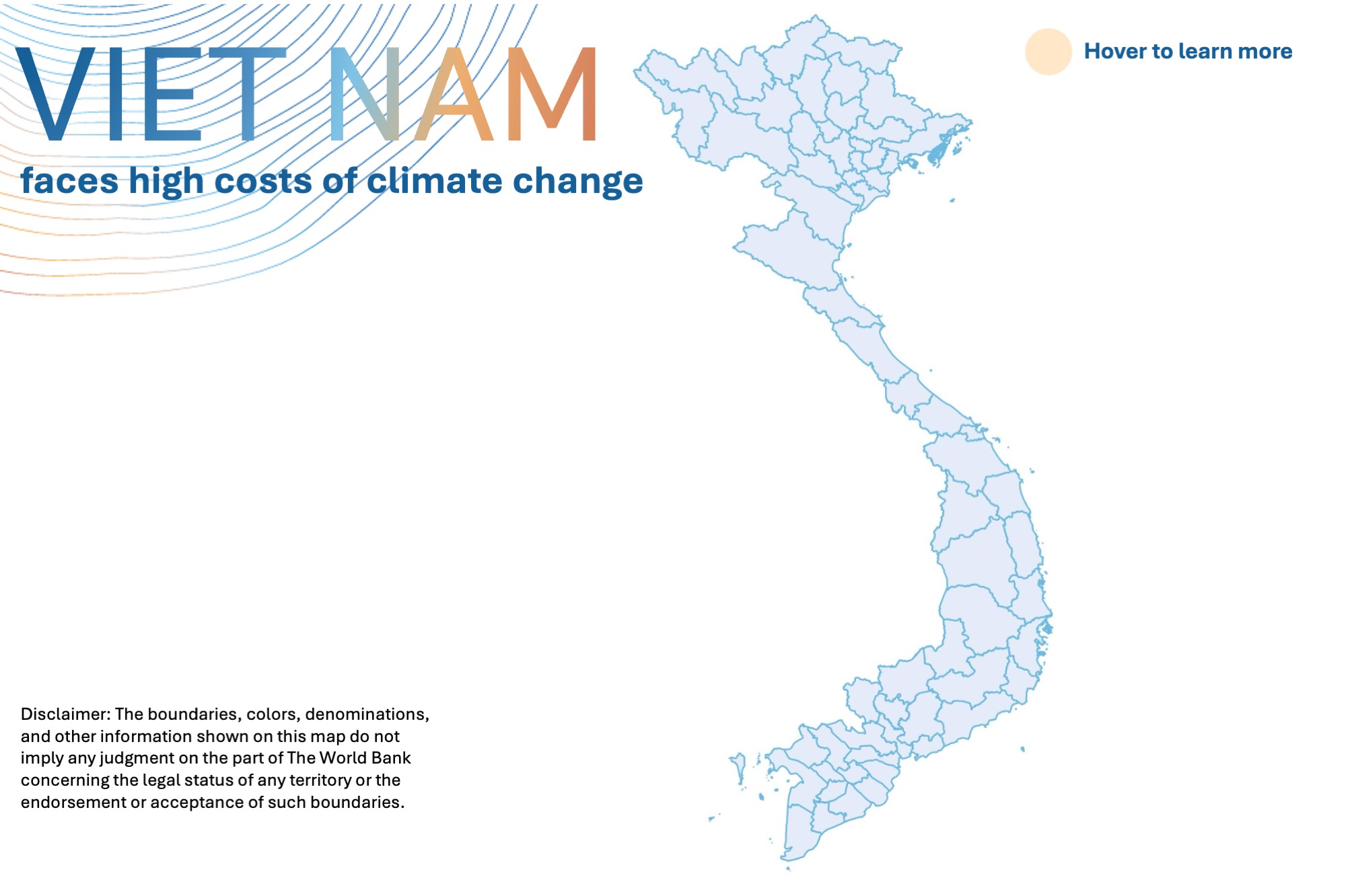 Map of Vietnam with information in textboxes