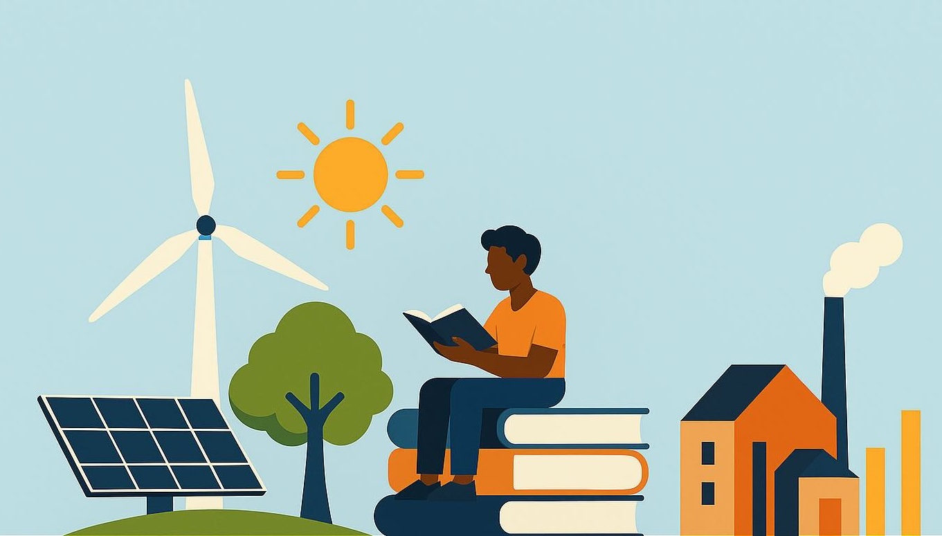 Abstract image representing renewable energy, education and economic productivity