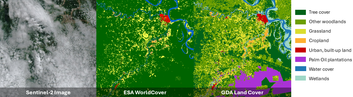 Satellite and land cover images of Yurimaguas, Peru